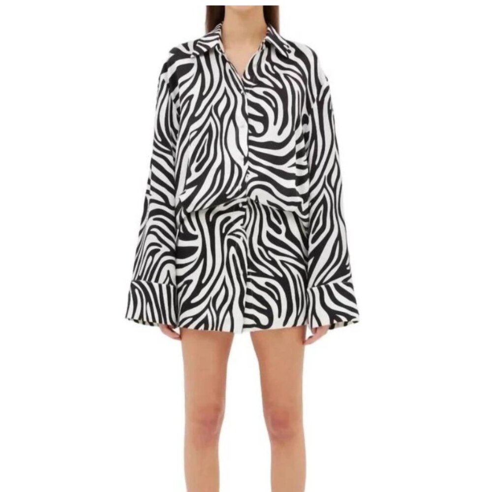 NWT AEXAE Black and White Zebra Print Mini Dress